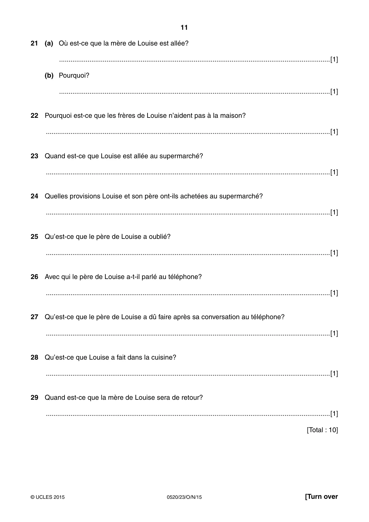 Cambridge IGCSE French - Foreign Language 0520 2015 Oct/Nov Paper 2 · Variant 3 question paper, page 11 of 16