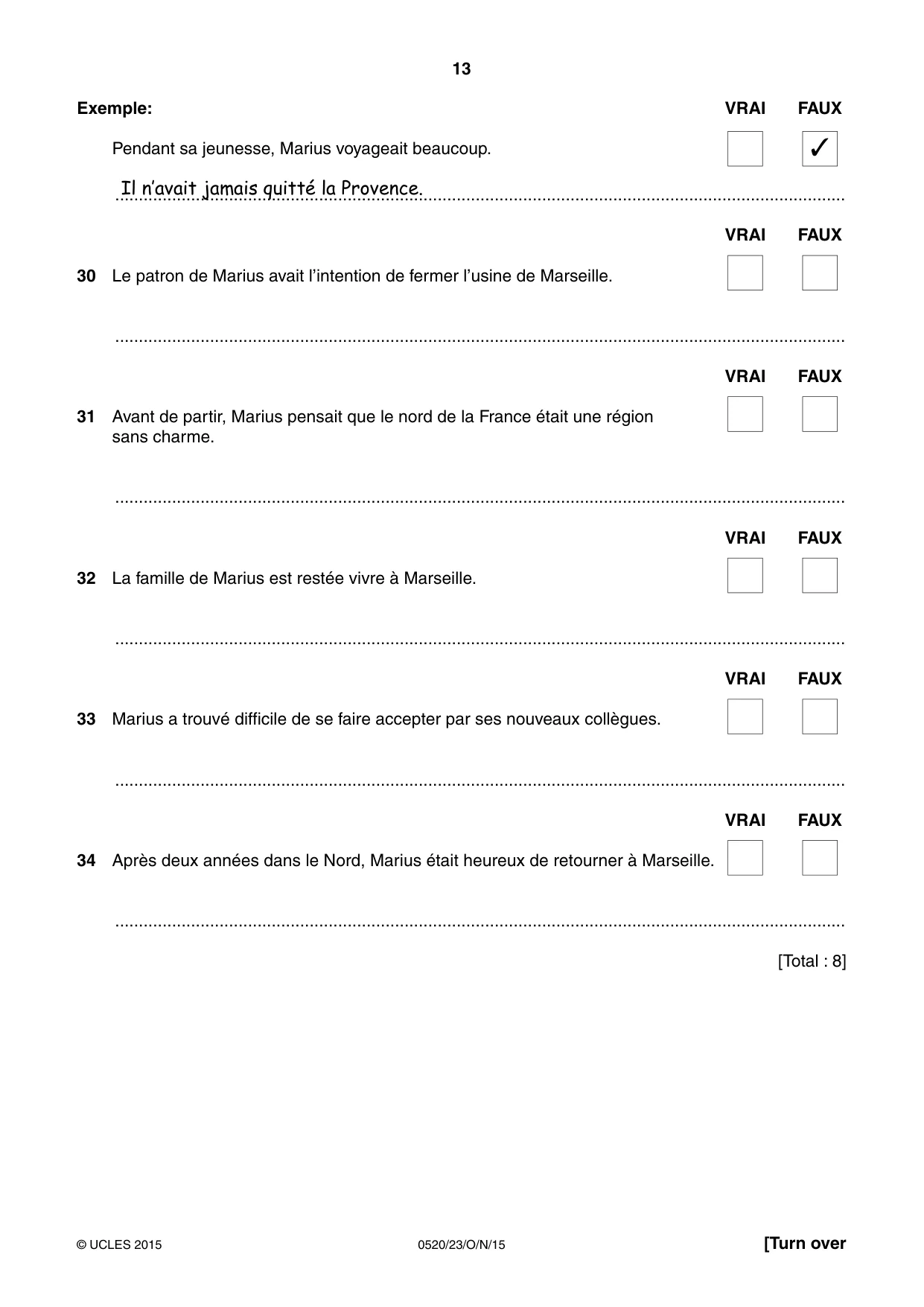 Cambridge IGCSE French - Foreign Language 0520 2015 Oct/Nov Paper 2 · Variant 3 question paper, page 13 of 16