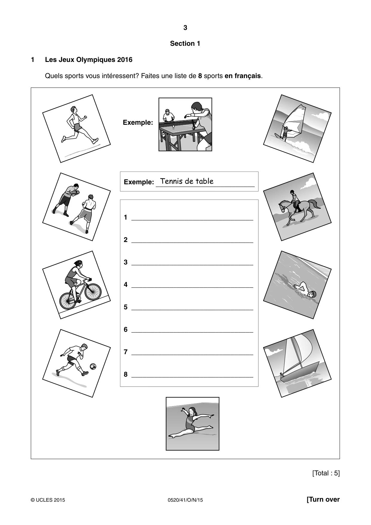 Cambridge IGCSE French - Foreign Language 0520 2015 Oct/Nov Paper 4 · Variant 1 question paper, page 3 of 8