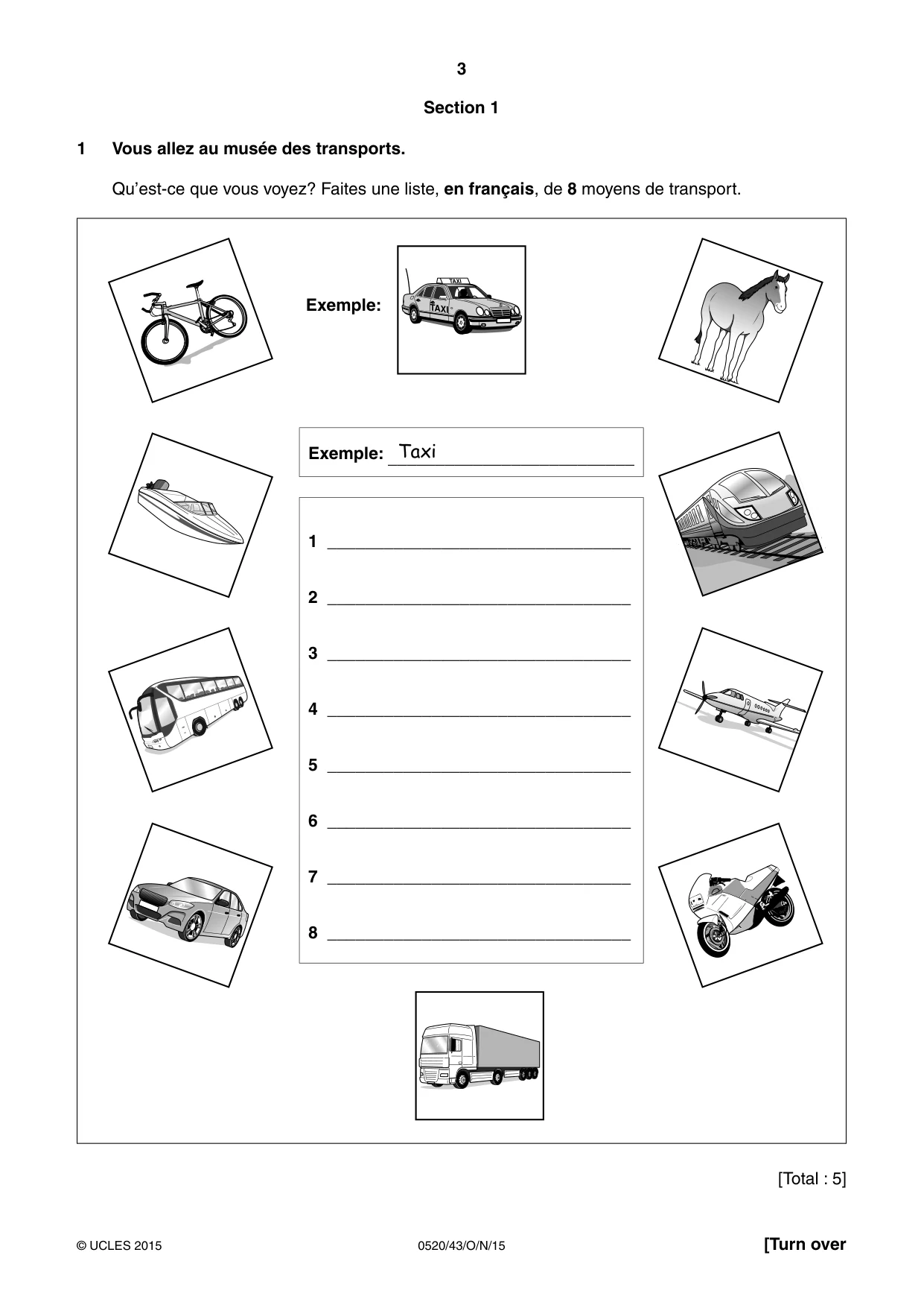 Cambridge IGCSE French - Foreign Language 0520 2015 Oct/Nov Paper 4 · Variant 3 question paper, page 3 of 8