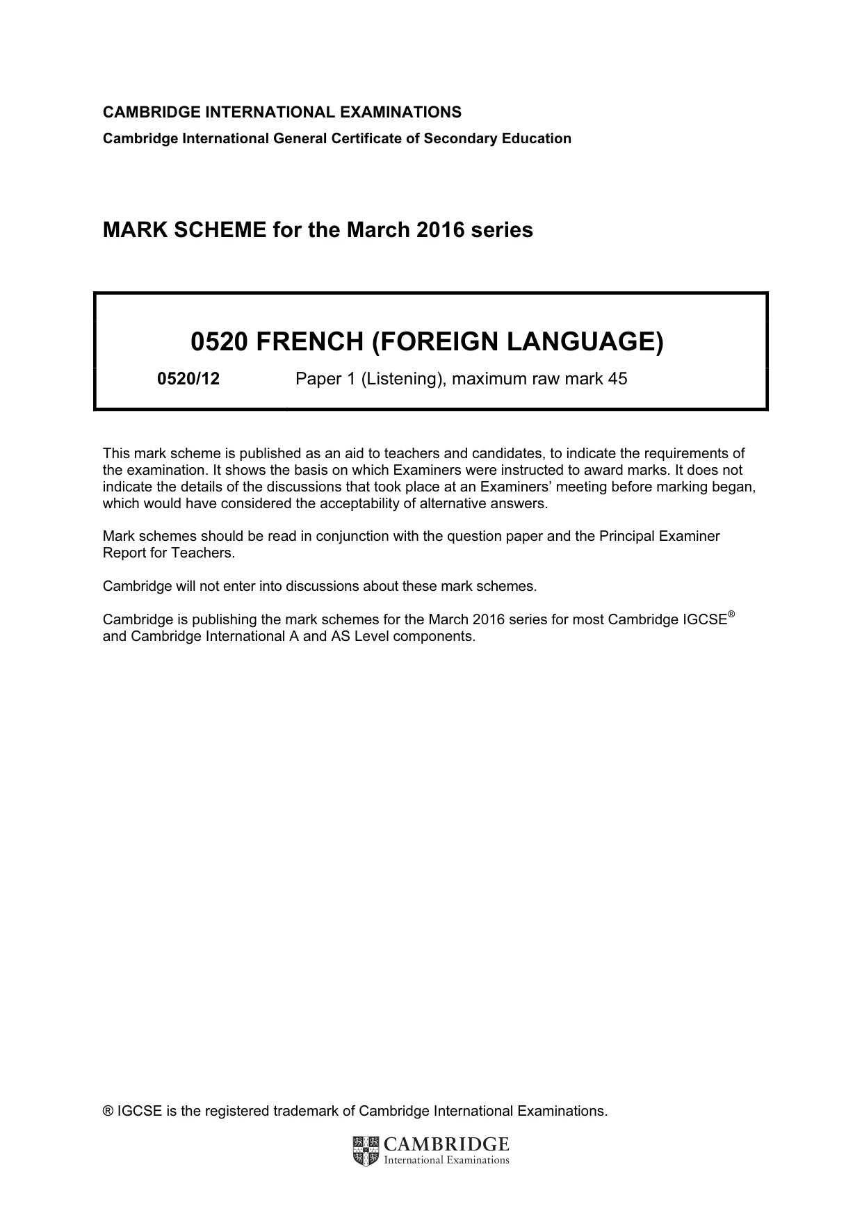 Mark scheme, page 1 of 10