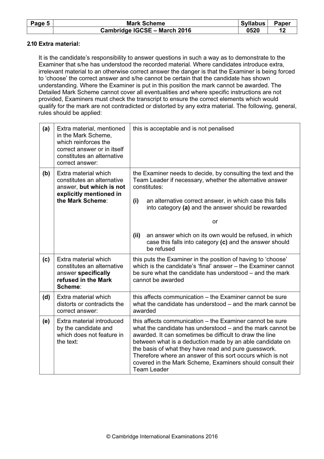 Mark scheme, page 5 of 10