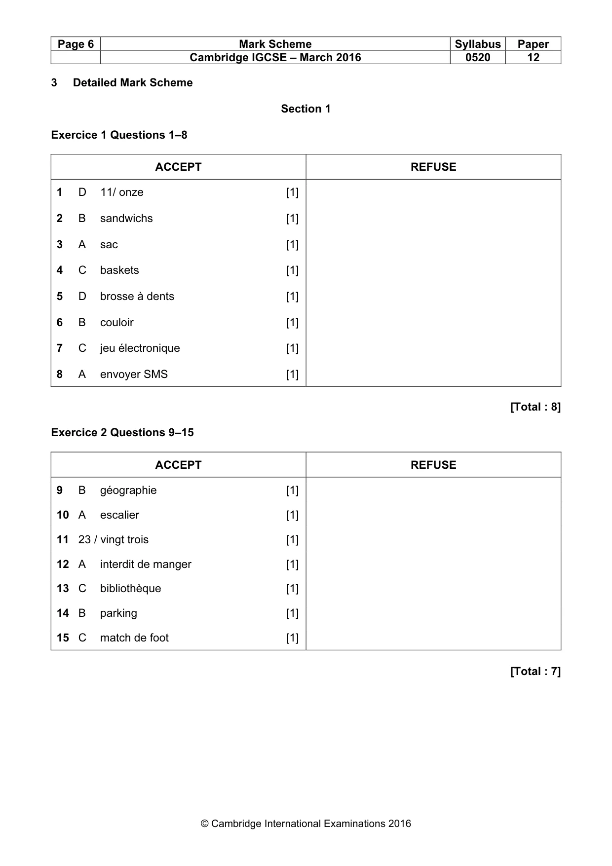Mark scheme, page 6 of 10