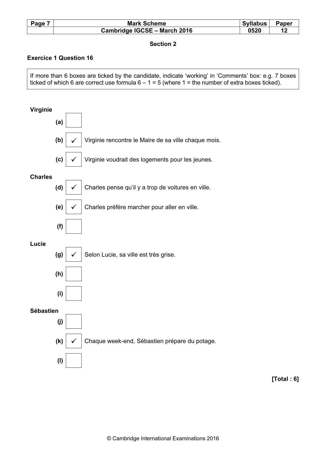 Mark scheme, page 7 of 10