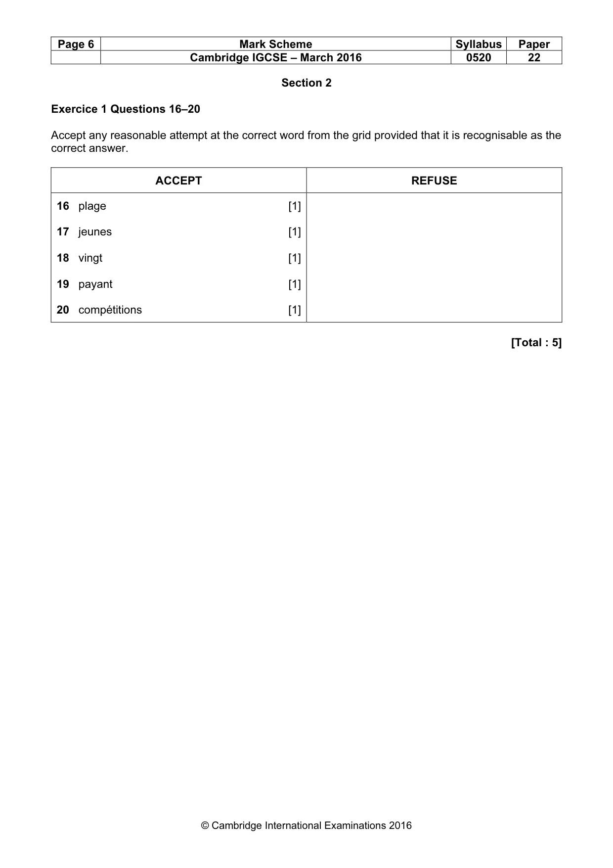 Mark scheme, page 6 of 13