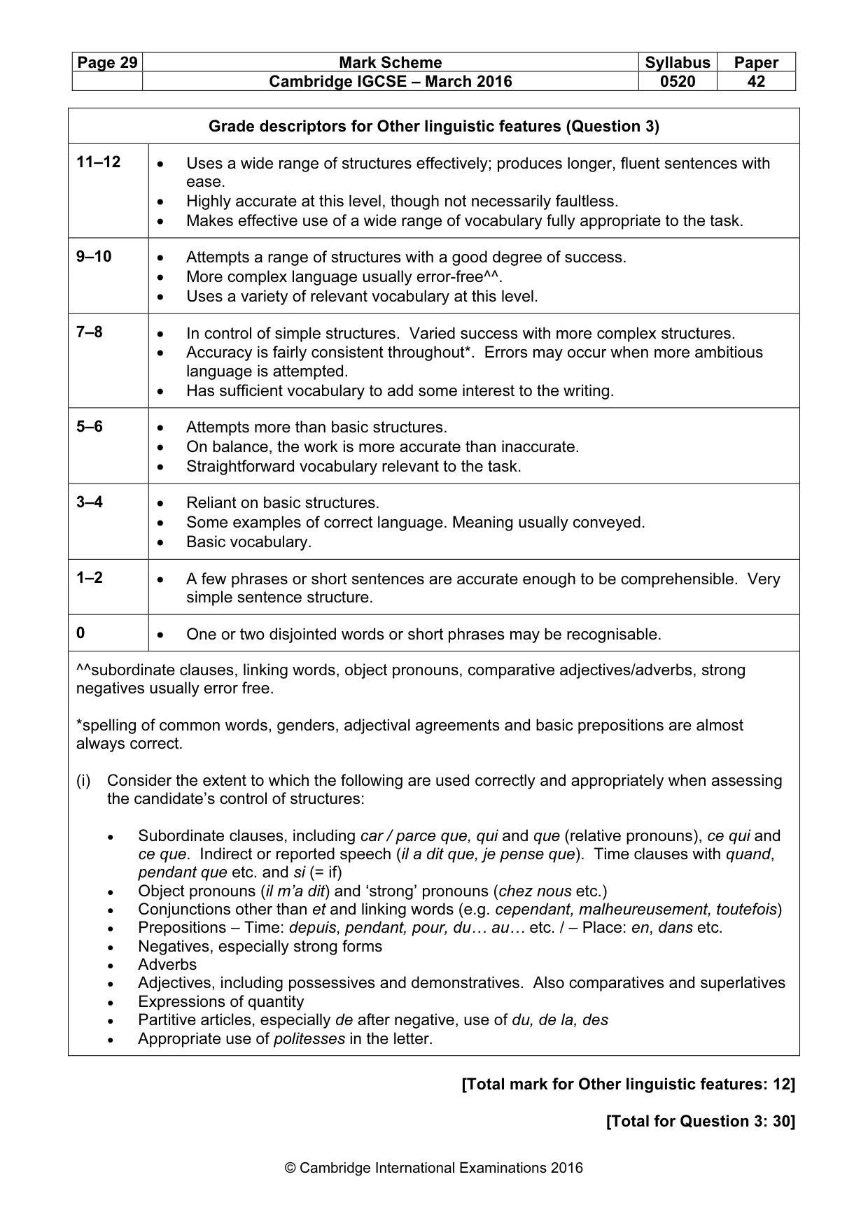 Mark scheme, page 29 of 37
