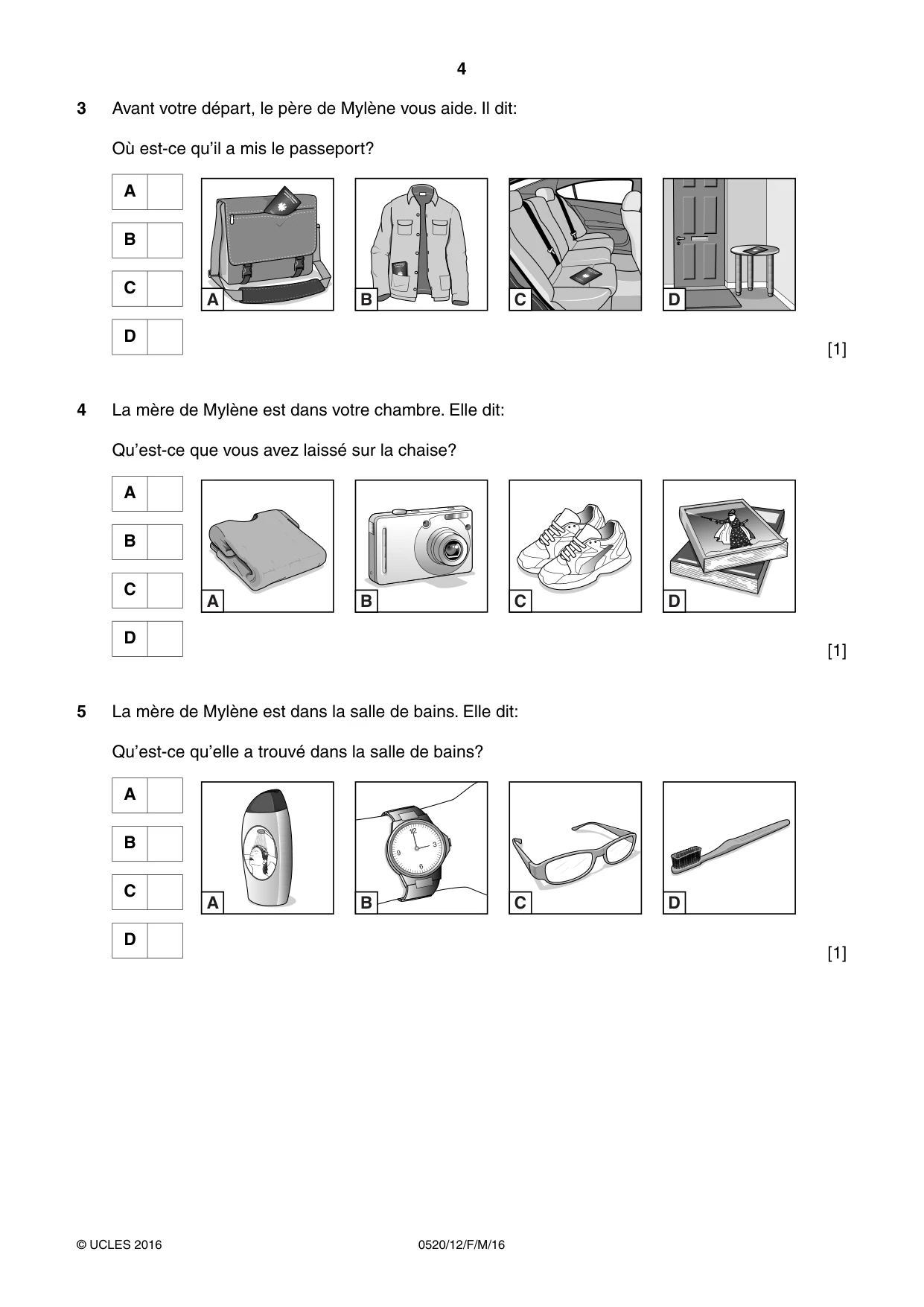 Cambridge IGCSE French - Foreign Language 0520 2016 Feb/March Paper 1 · Variant 2 question paper, page 4 of 12