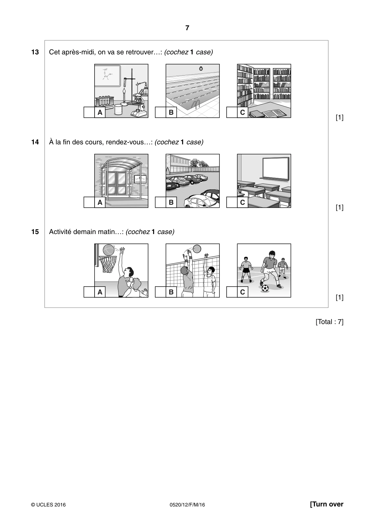 Cambridge IGCSE French - Foreign Language 0520 2016 Feb/March Paper 1 · Variant 2 question paper, page 7 of 12