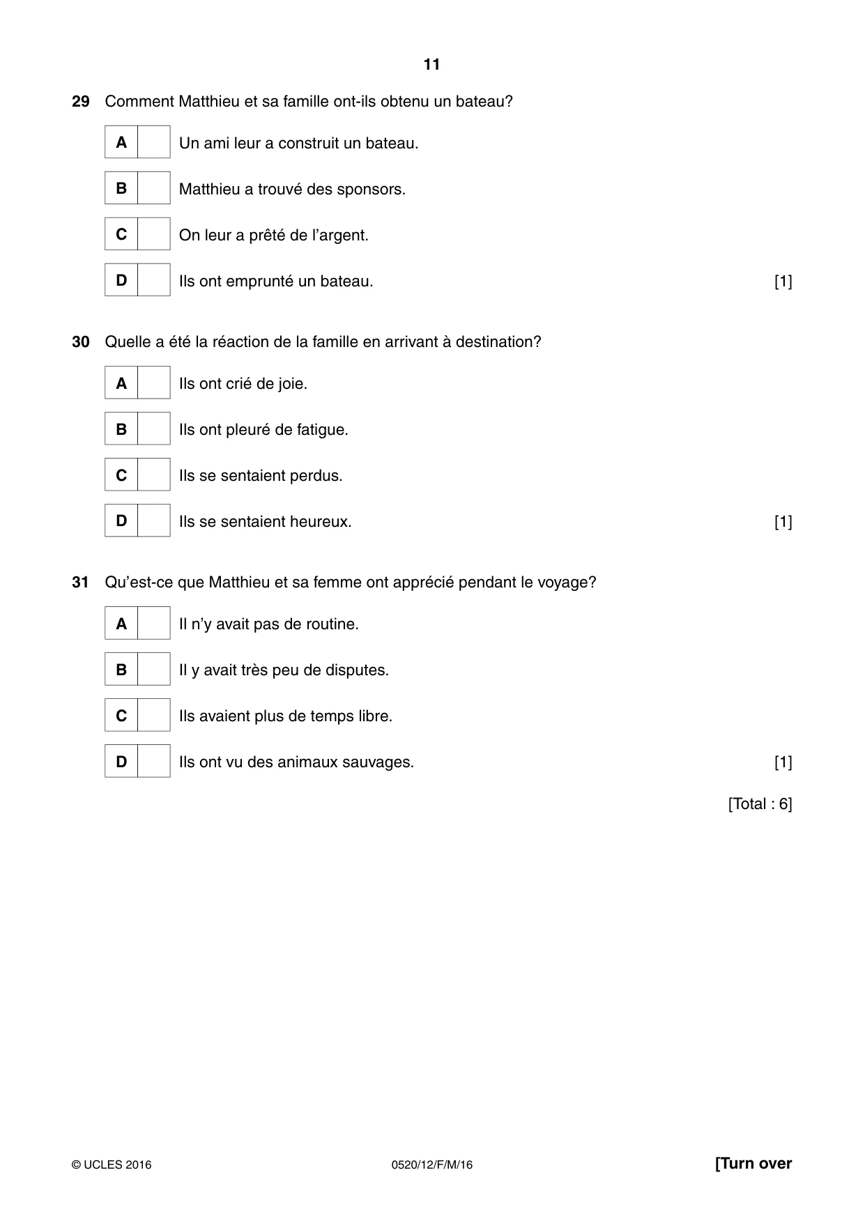 Cambridge IGCSE French - Foreign Language 0520 2016 Feb/March Paper 1 · Variant 2 question paper, page 11 of 12