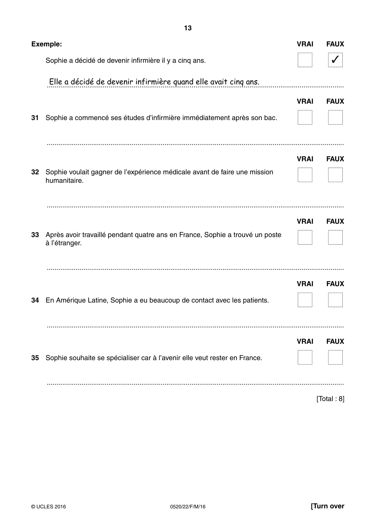 Cambridge IGCSE French - Foreign Language 0520 2016 Feb/March Paper 2 · Variant 2 question paper, page 13 of 16