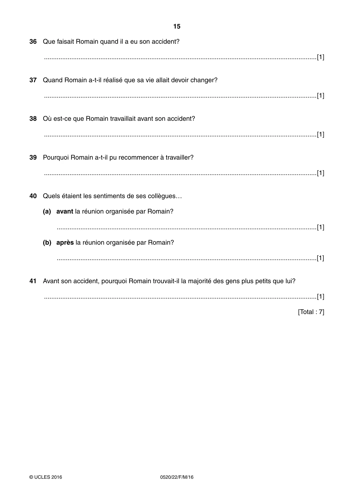 Cambridge IGCSE French - Foreign Language 0520 2016 Feb/March Paper 2 · Variant 2 question paper, page 15 of 16