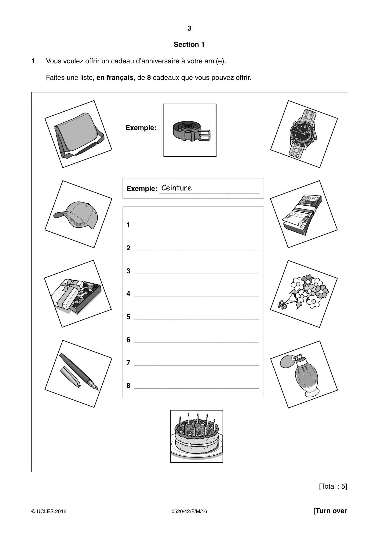 Cambridge IGCSE French - Foreign Language 0520 2016 Feb/March Paper 4 · Variant 2 question paper, page 3 of 8