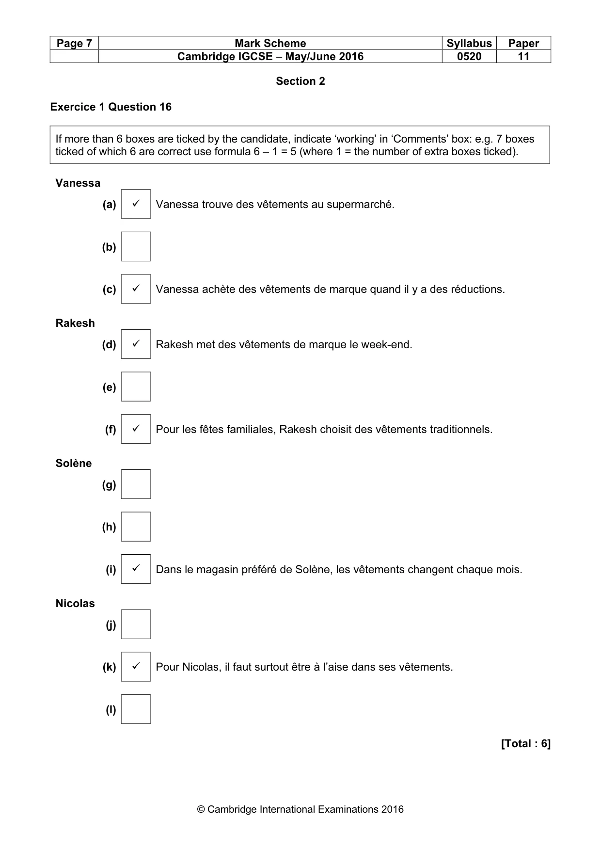 Mark scheme, page 7 of 12