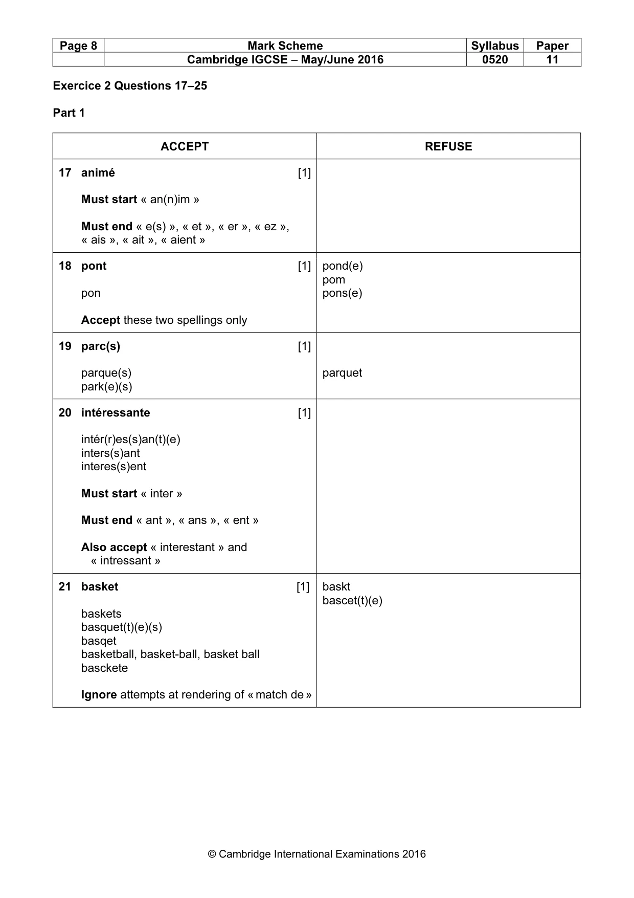 Mark scheme, page 8 of 12