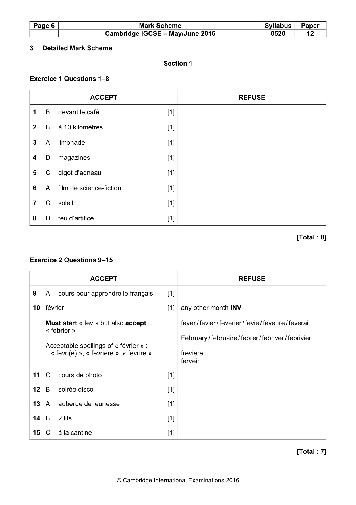 Mark scheme, page 6 of 11