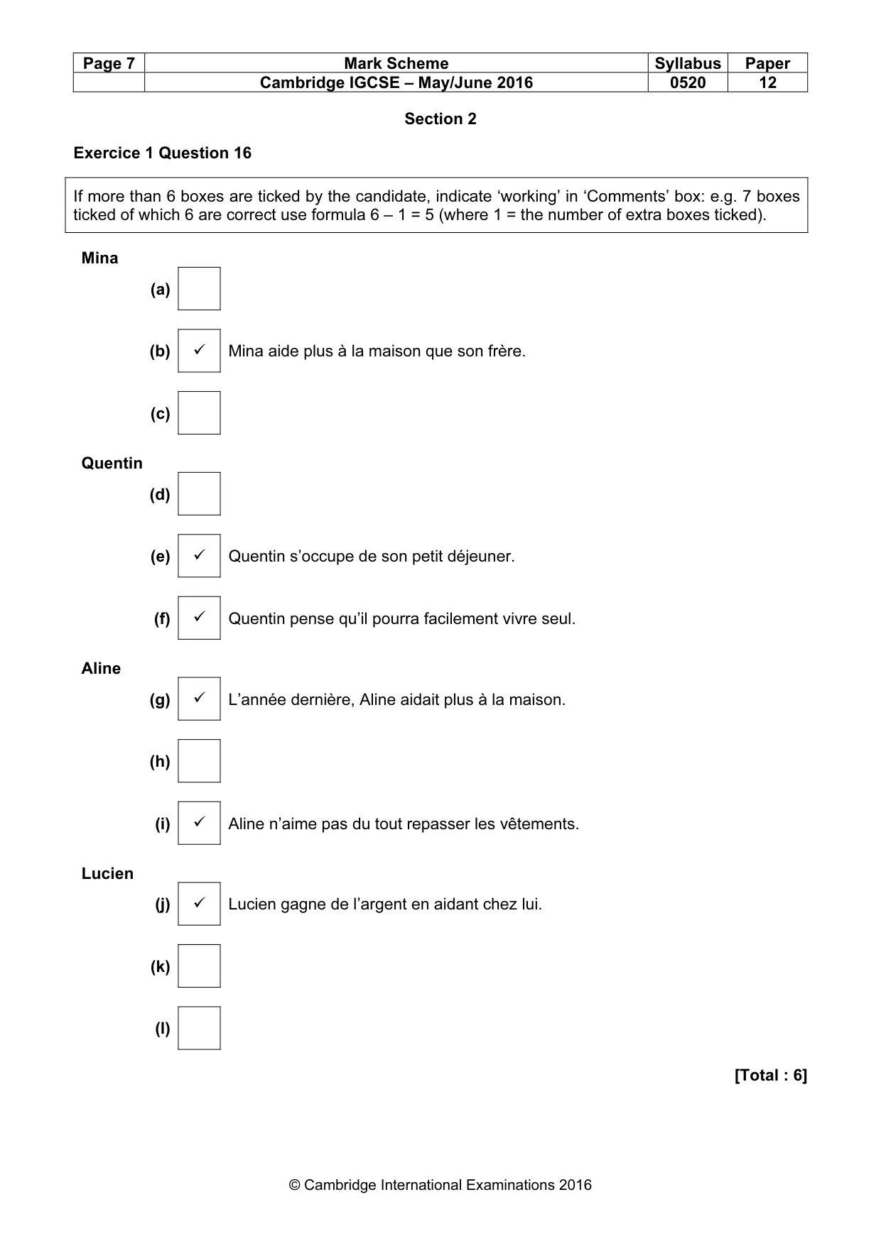 Mark scheme, page 7 of 11