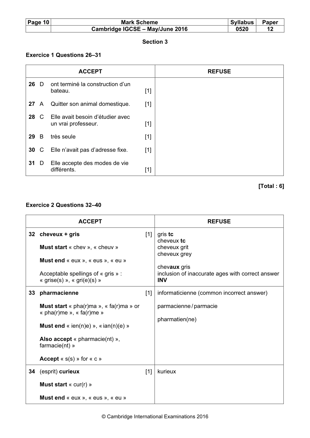 Mark scheme, page 10 of 11