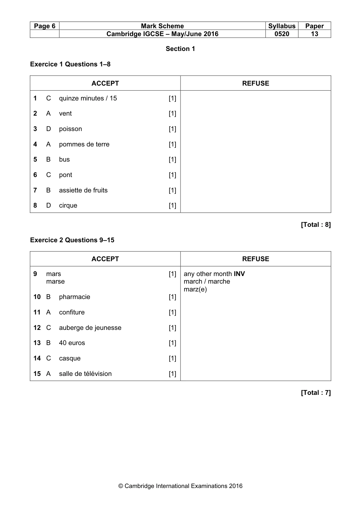Mark scheme, page 6 of 11