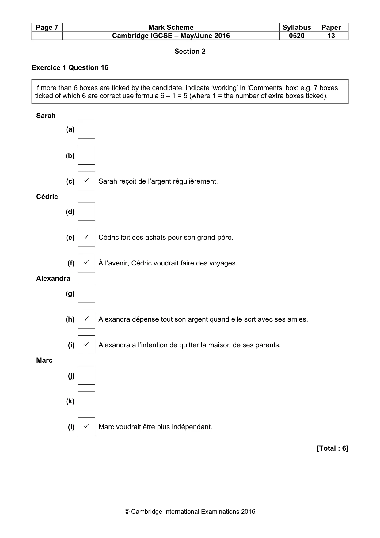 Mark scheme, page 7 of 11