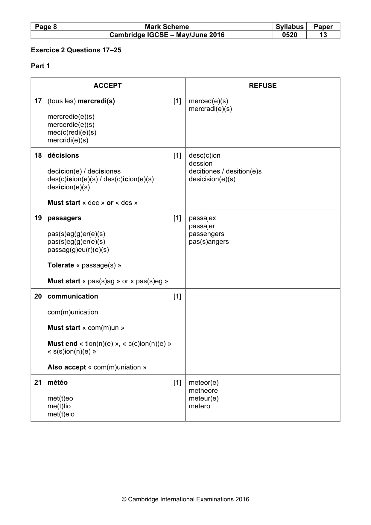Mark scheme, page 8 of 11