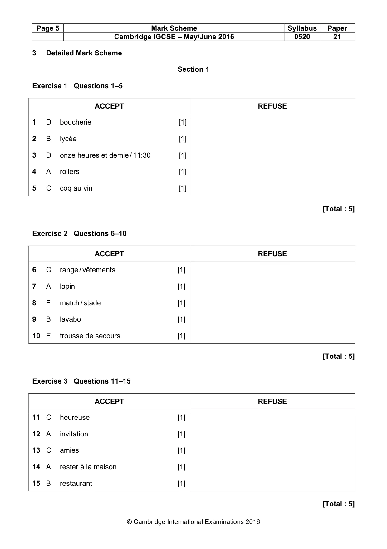 Mark scheme, page 5 of 12