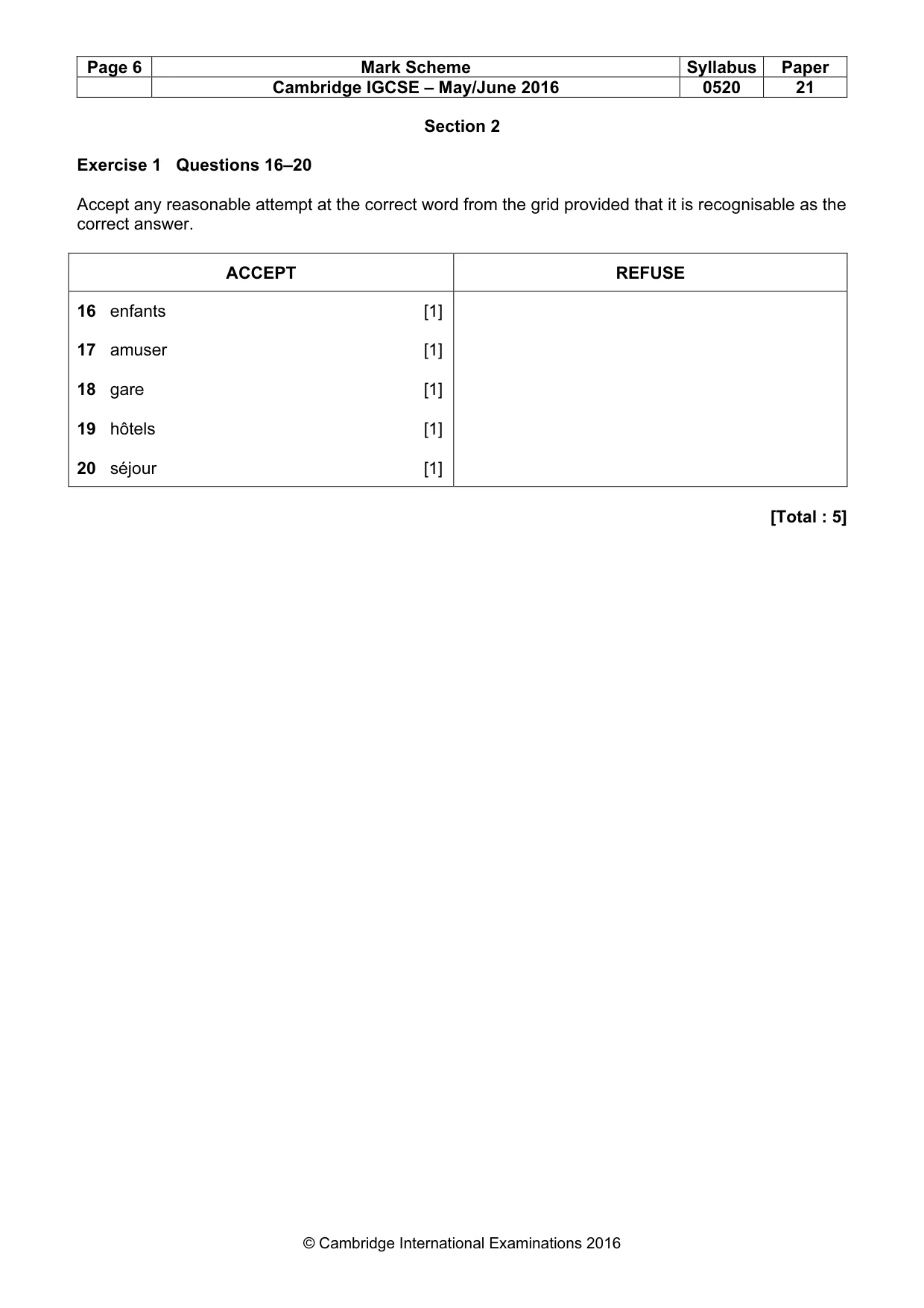 Mark scheme, page 6 of 12