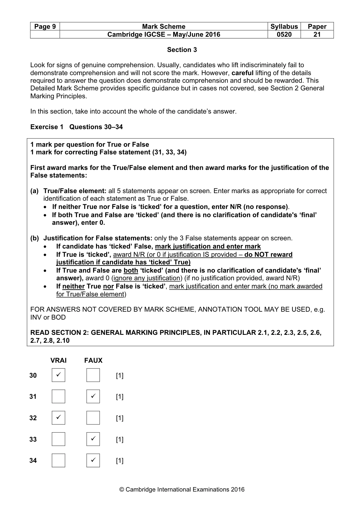 Mark scheme, page 9 of 12