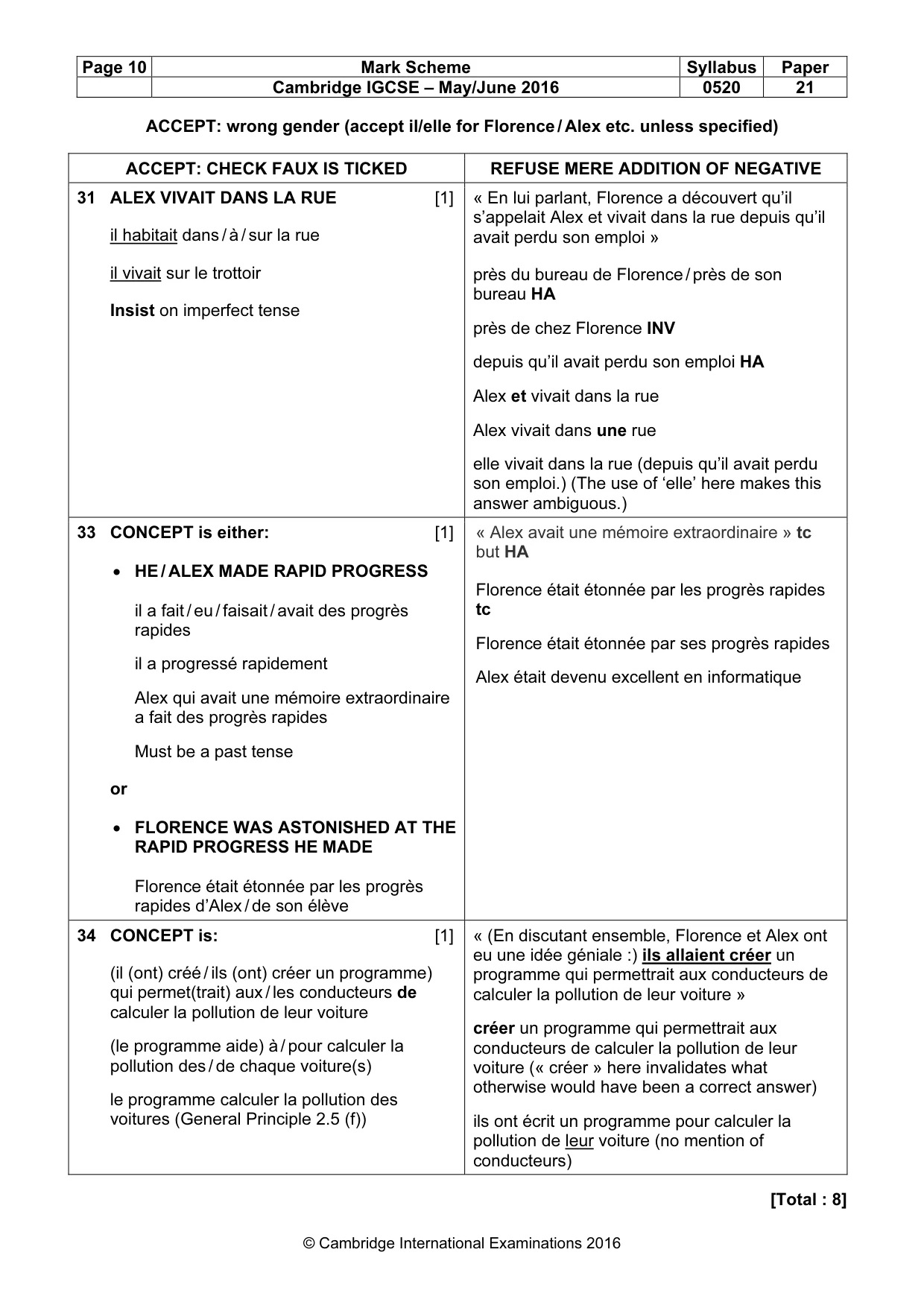 Mark scheme, page 10 of 12