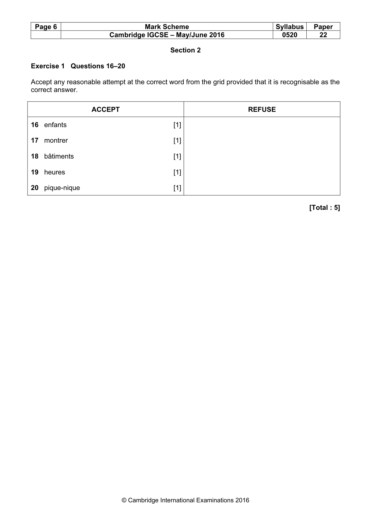 Mark scheme, page 6 of 12