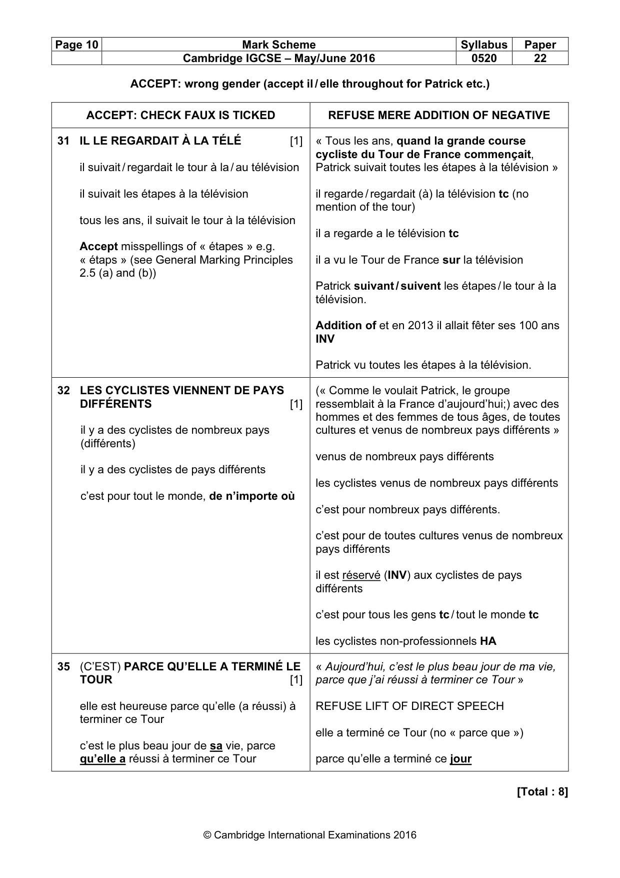 Mark scheme, page 10 of 12