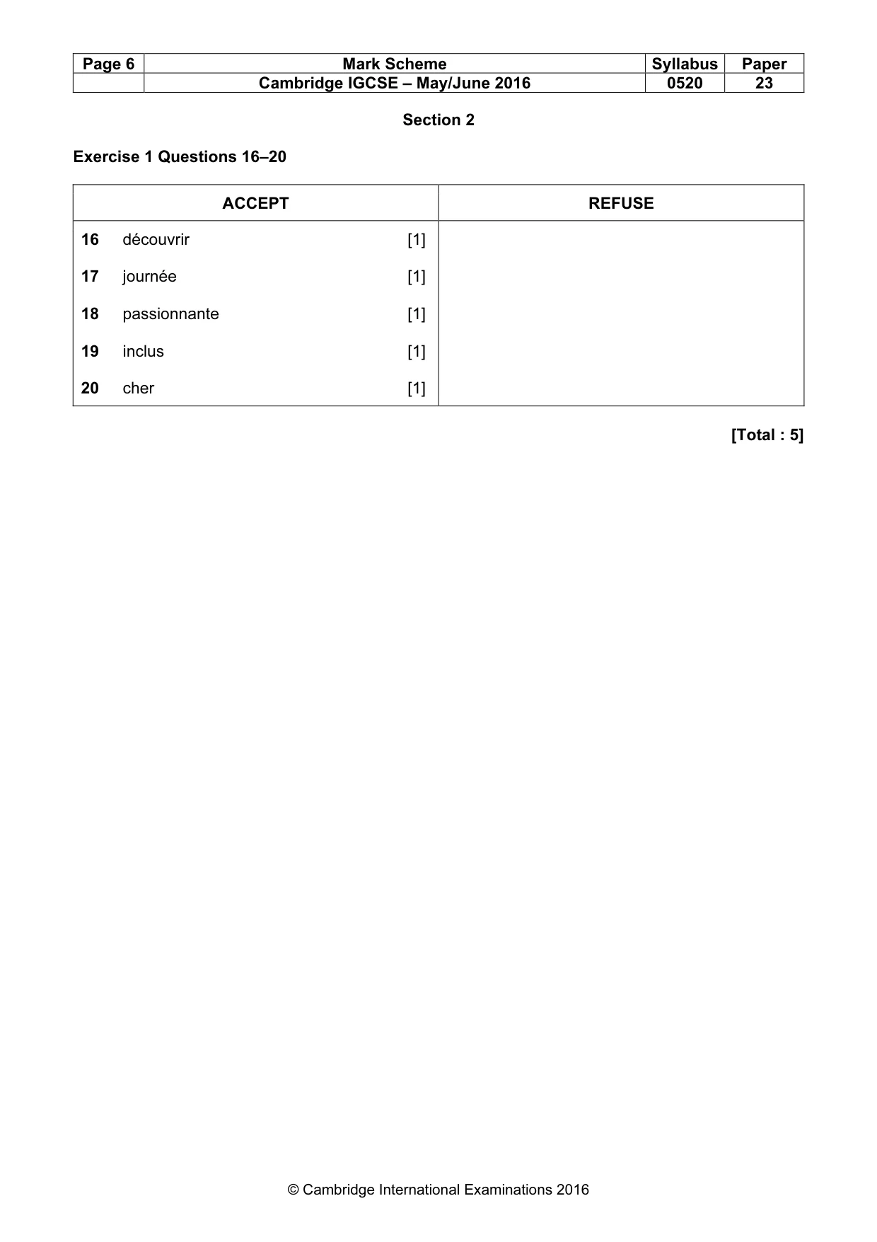 Mark scheme, page 6 of 12