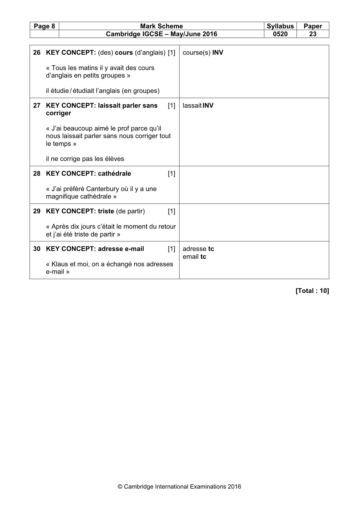 Mark scheme, page 8 of 12
