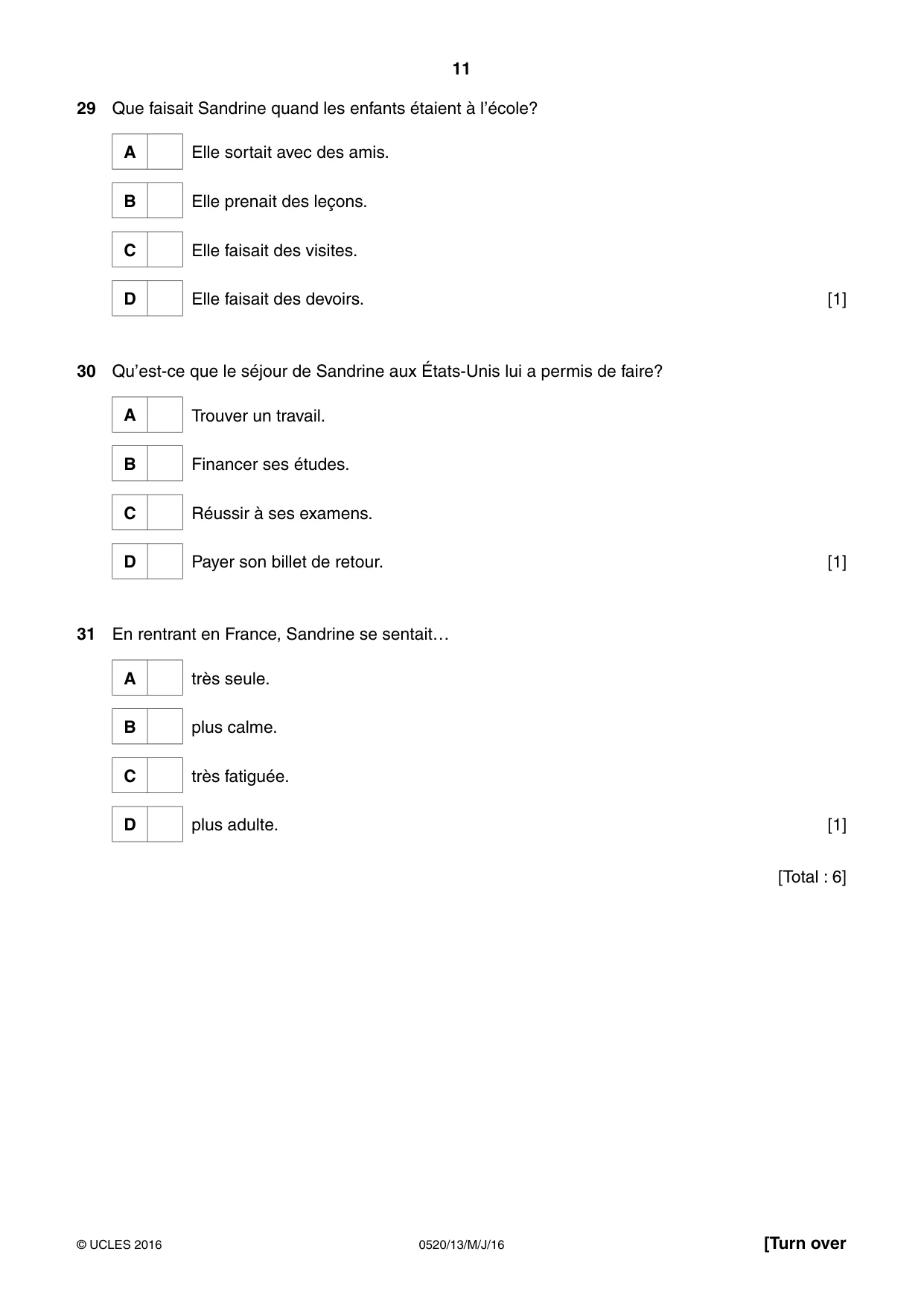Cambridge IGCSE French - Foreign Language 0520 2016 May/June Paper 1 · Variant 3 question paper, page 11 of 12