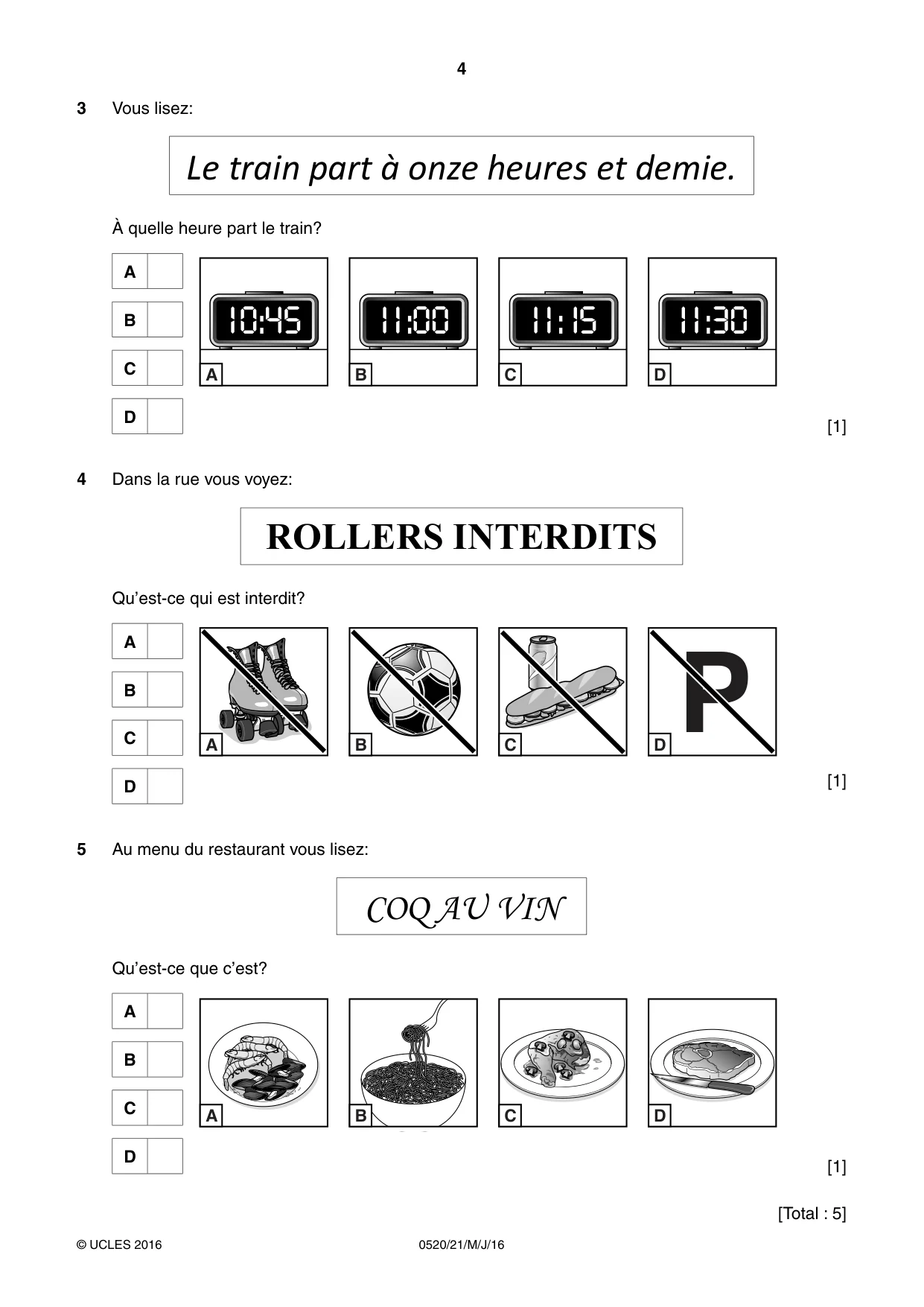 Cambridge IGCSE French - Foreign Language 0520 2016 May/June Paper 2 · Variant 1 question paper, page 4 of 16