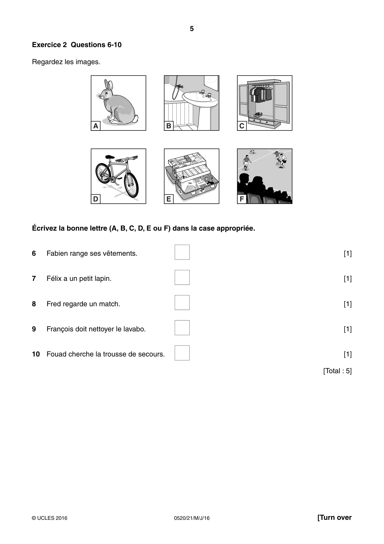 Cambridge IGCSE French - Foreign Language 0520 2016 May/June Paper 2 · Variant 1 question paper, page 5 of 16