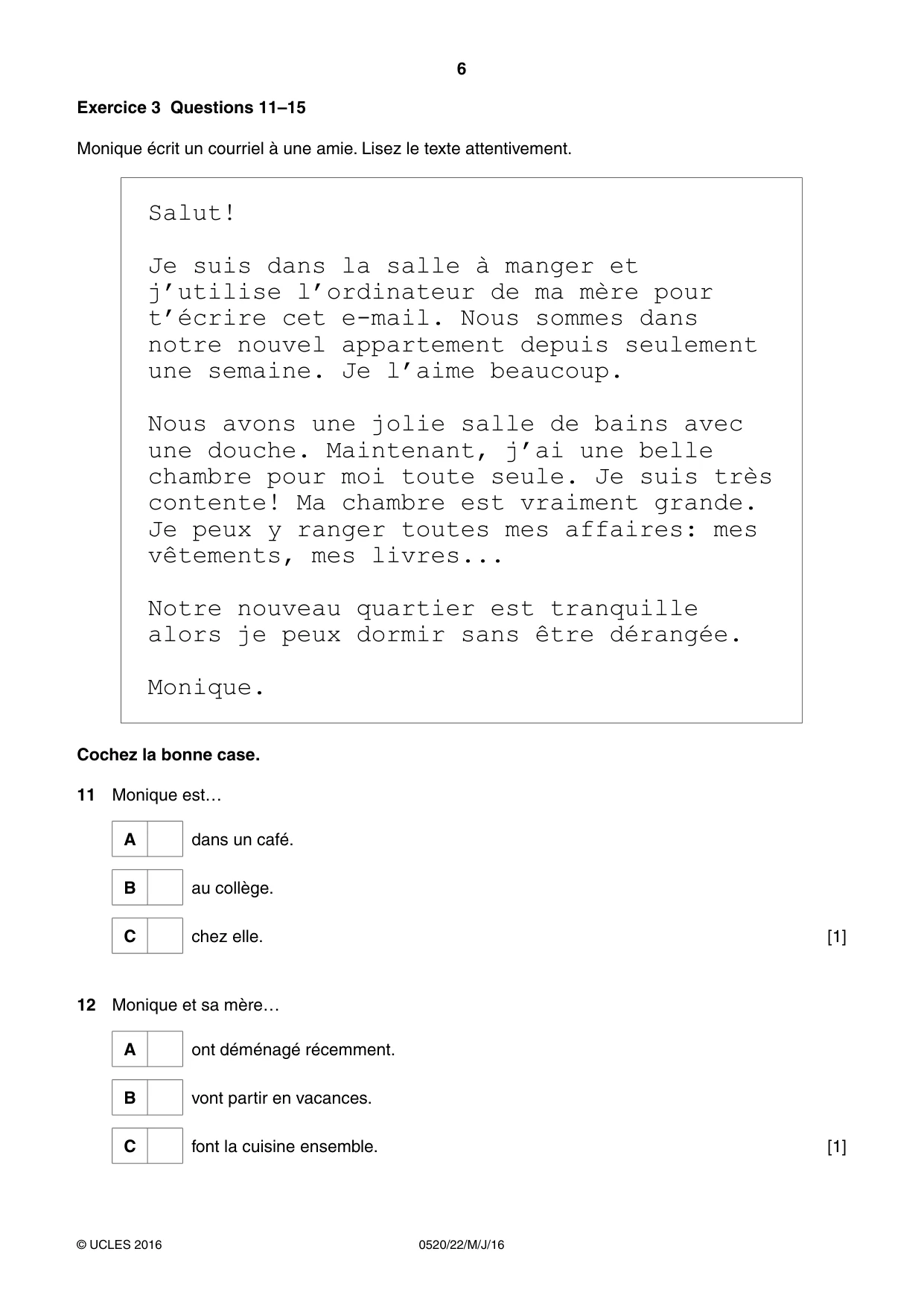 Cambridge IGCSE French - Foreign Language 0520 2016 May/June Paper 2 · Variant 2 question paper, page 6 of 16