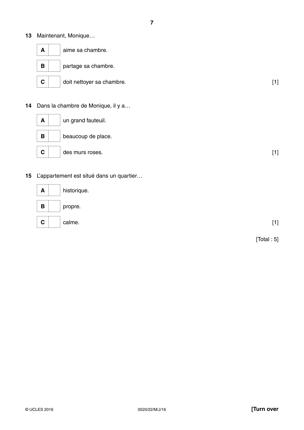 Cambridge IGCSE French - Foreign Language 0520 2016 May/June Paper 2 · Variant 2 question paper, page 7 of 16