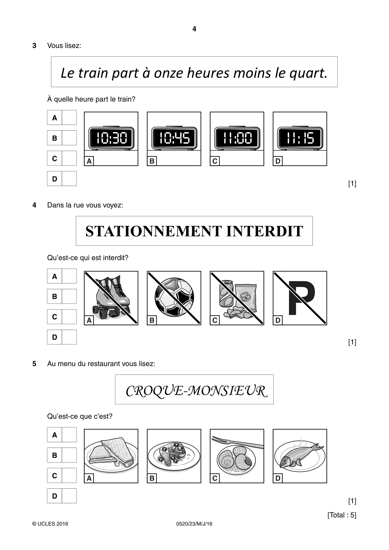 Cambridge IGCSE French - Foreign Language 0520 2016 May/June Paper 2 · Variant 3 question paper, page 4 of 16