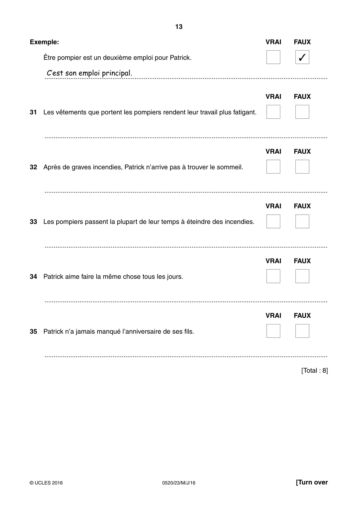 Cambridge IGCSE French - Foreign Language 0520 2016 May/June Paper 2 · Variant 3 question paper, page 13 of 16