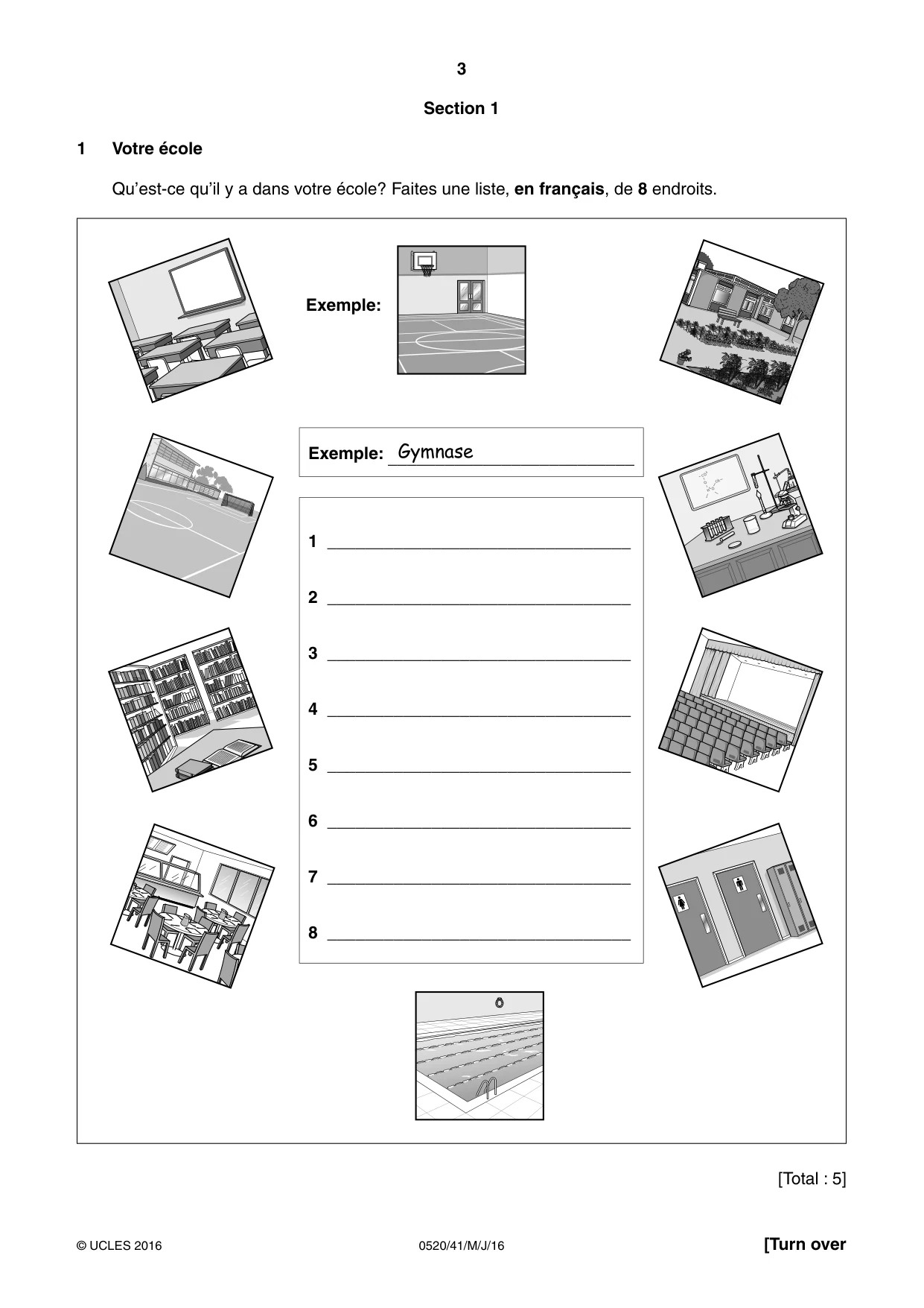 Cambridge IGCSE French - Foreign Language 0520 2016 May/June Paper 4 · Variant 1 question paper, page 3 of 8