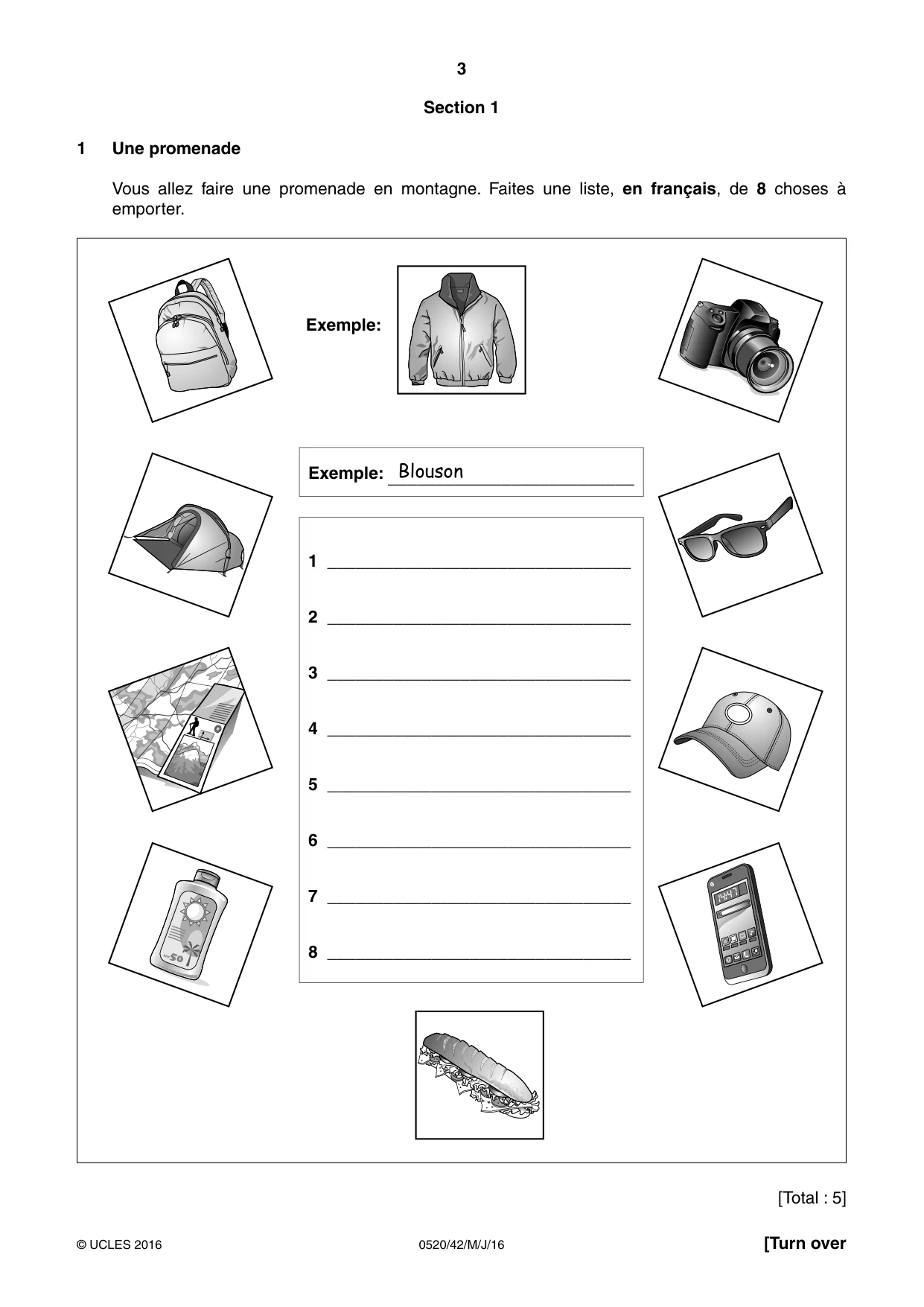 Cambridge IGCSE French - Foreign Language 0520 2016 May/June Paper 4 · Variant 2 question paper, page 3 of 8