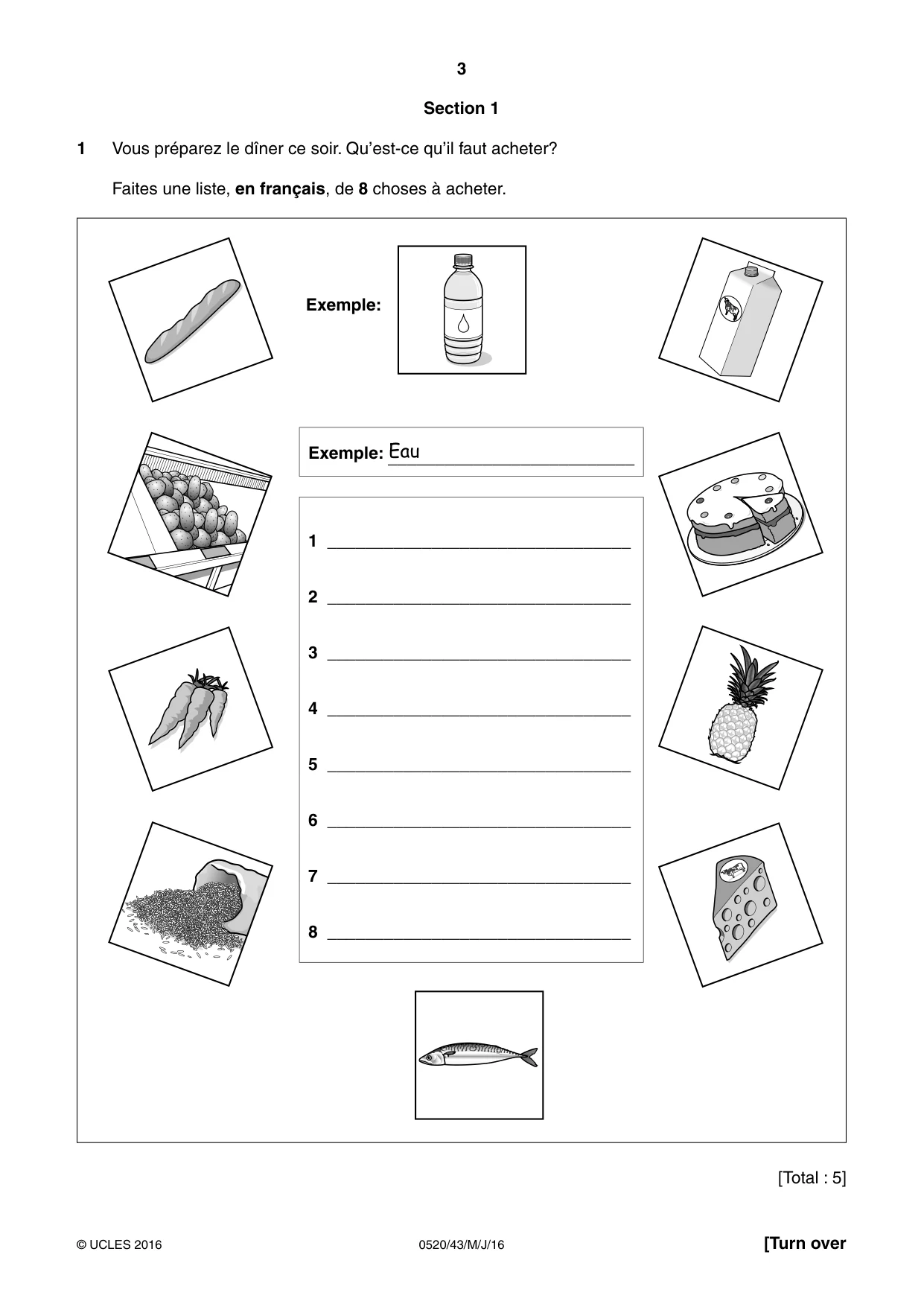 Cambridge IGCSE French - Foreign Language 0520 2016 May/June Paper 4 · Variant 3 question paper, page 3 of 8