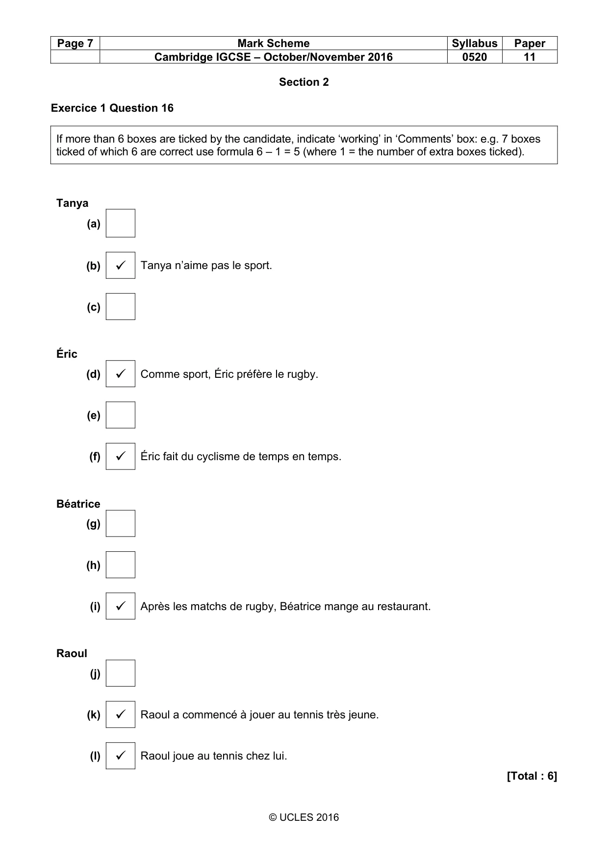 Mark scheme, page 7 of 11