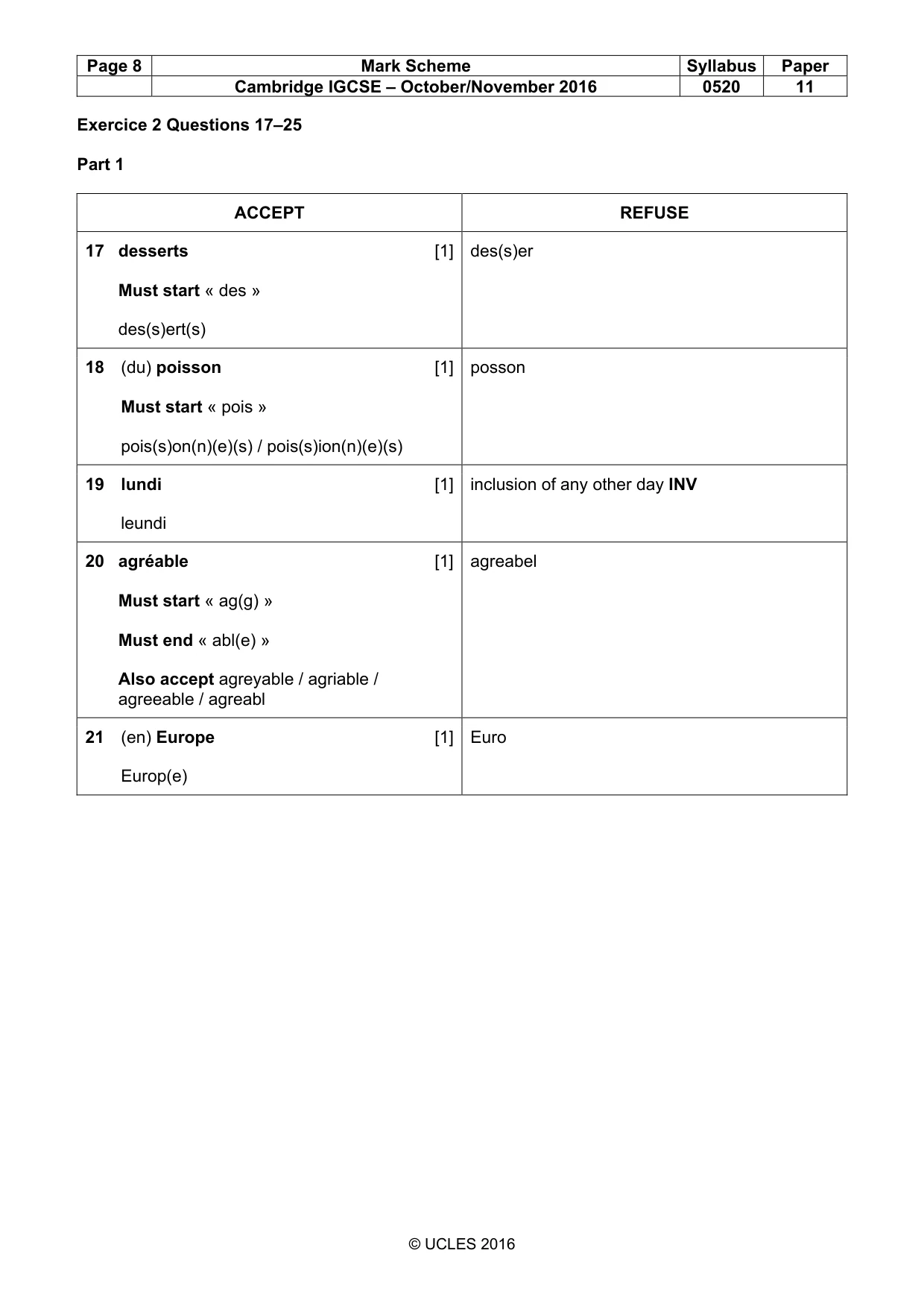 Mark scheme, page 8 of 11