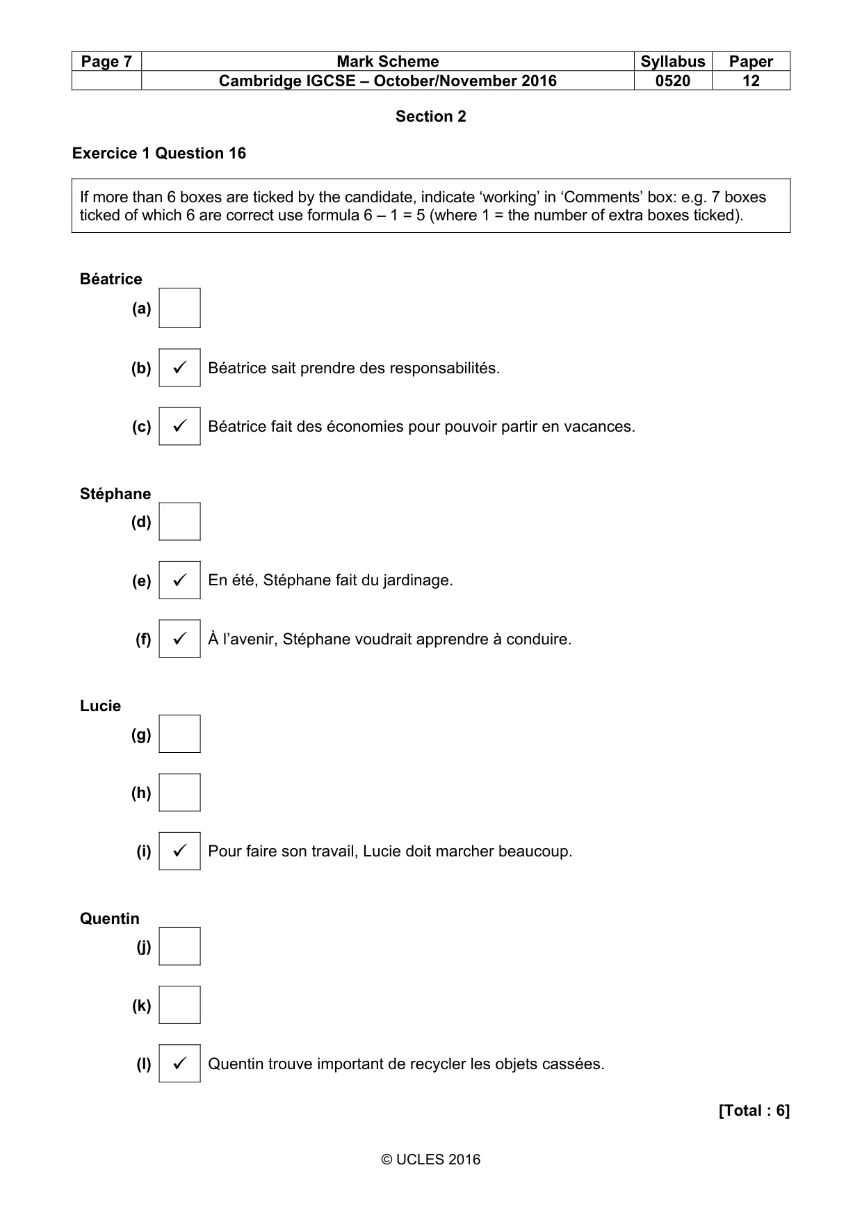 Mark scheme, page 7 of 12