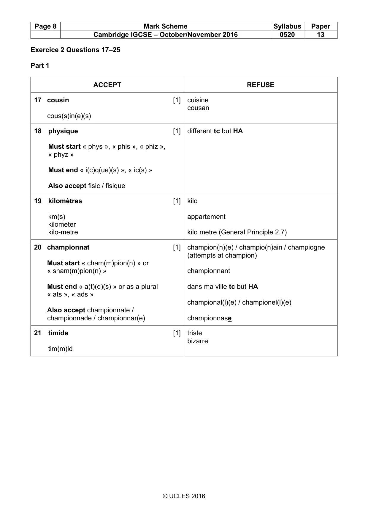 Mark scheme, page 8 of 12