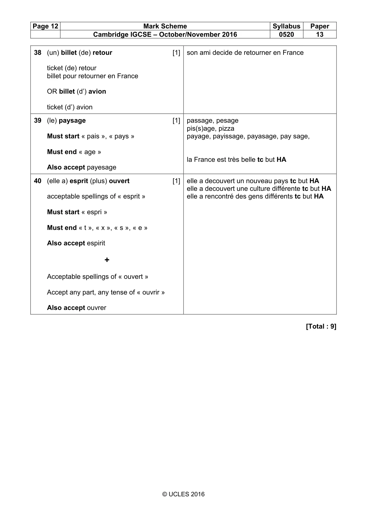 Mark scheme, page 12 of 12