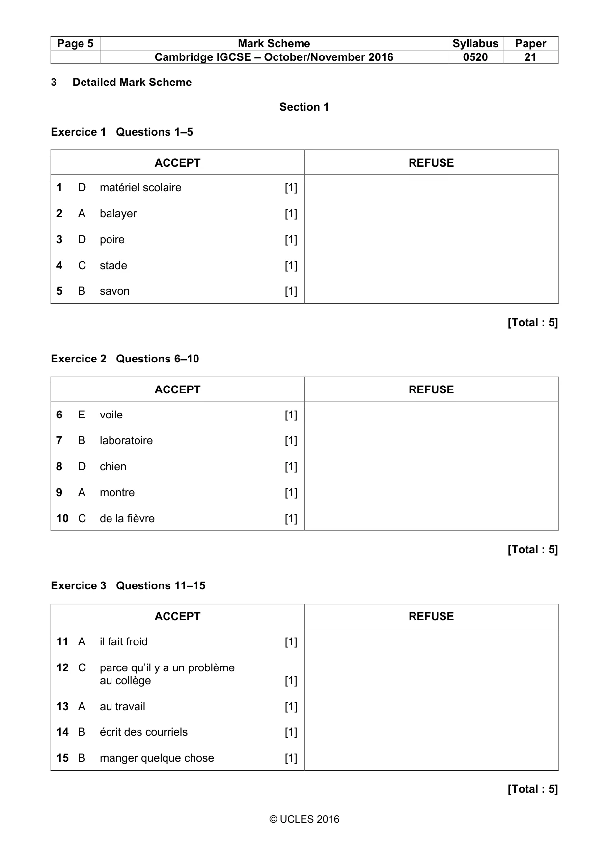 Mark scheme, page 5 of 12