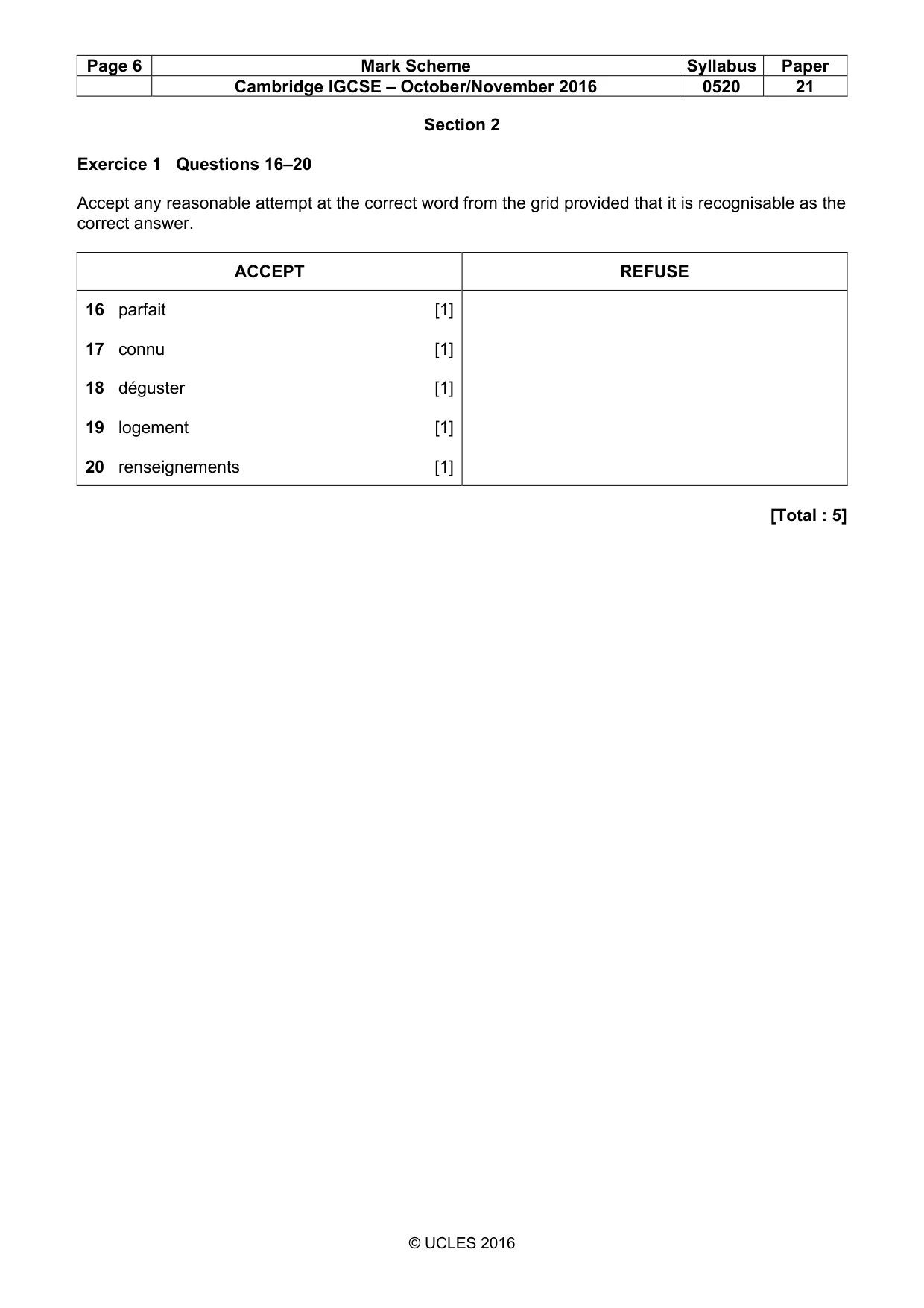 Mark scheme, page 6 of 12