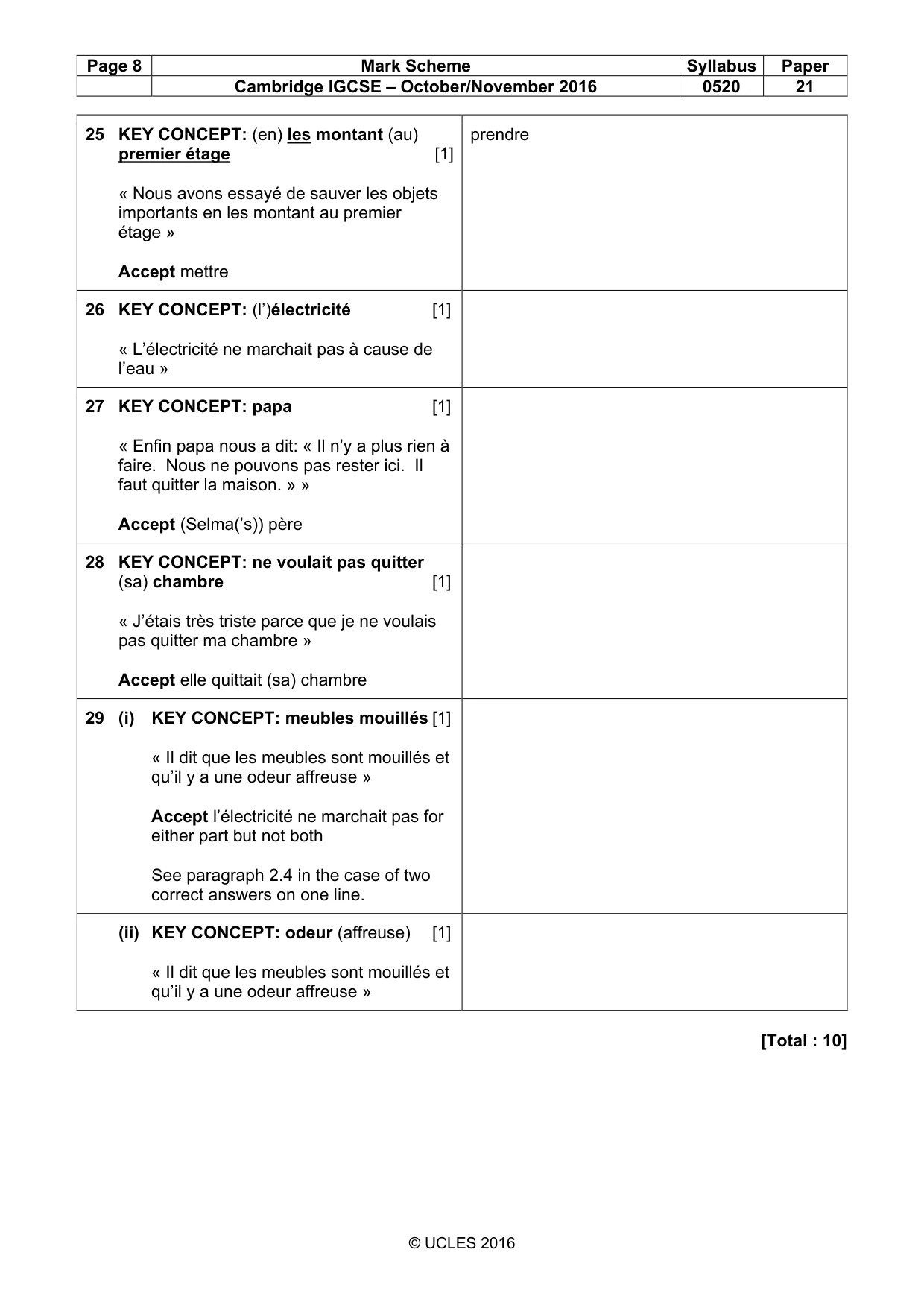 Mark scheme, page 8 of 12
